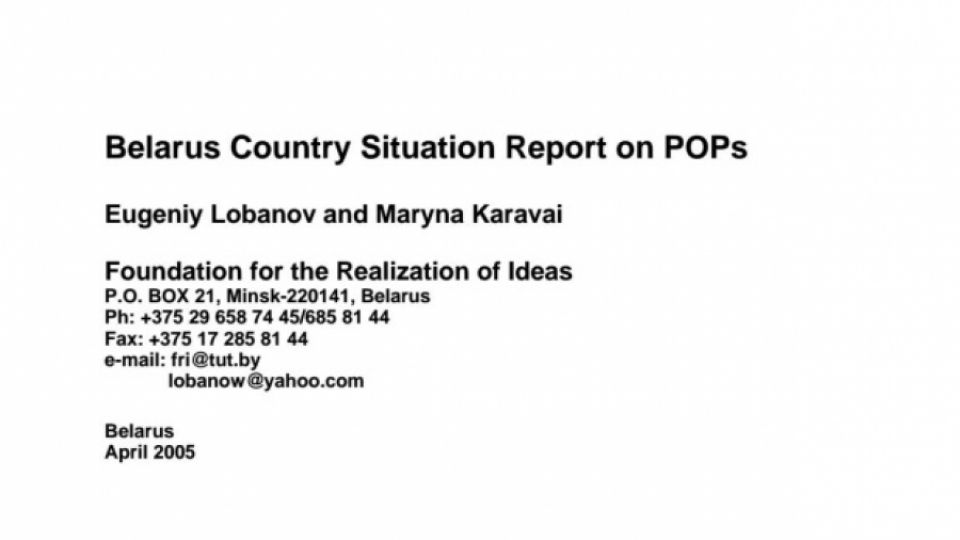 Country situation report on POPs in Belarus