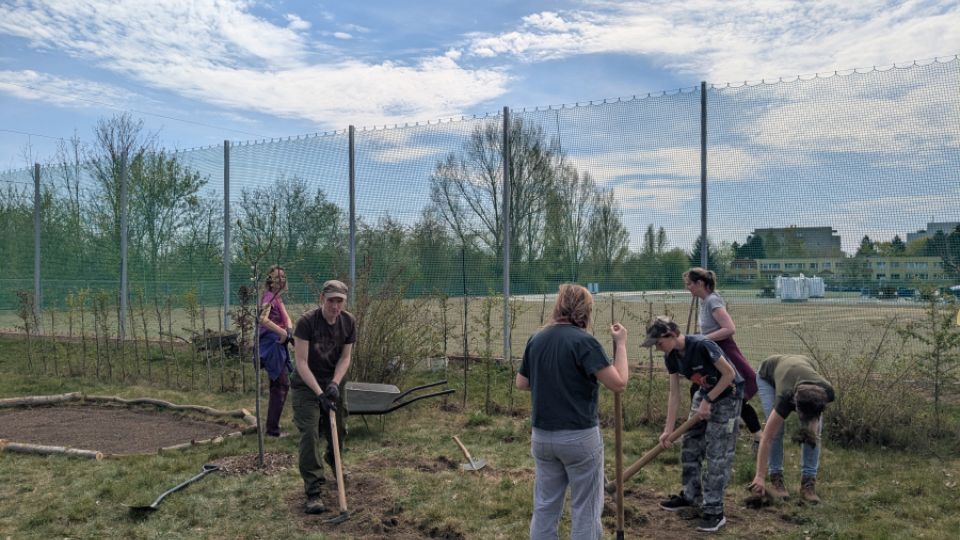 Výsev květnaté louky v komunitní zahradě Prokopka