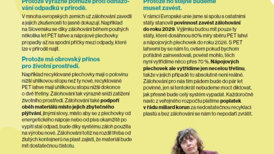 Factsheet Od odpadu k cennému zdroji: Proč Česko potřebuje zálohový systém