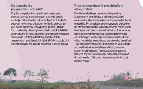 Factsheet Popel ze spaloven ve stavebnictví: Cirkulární ekonomika, nebo toxická zátěž?