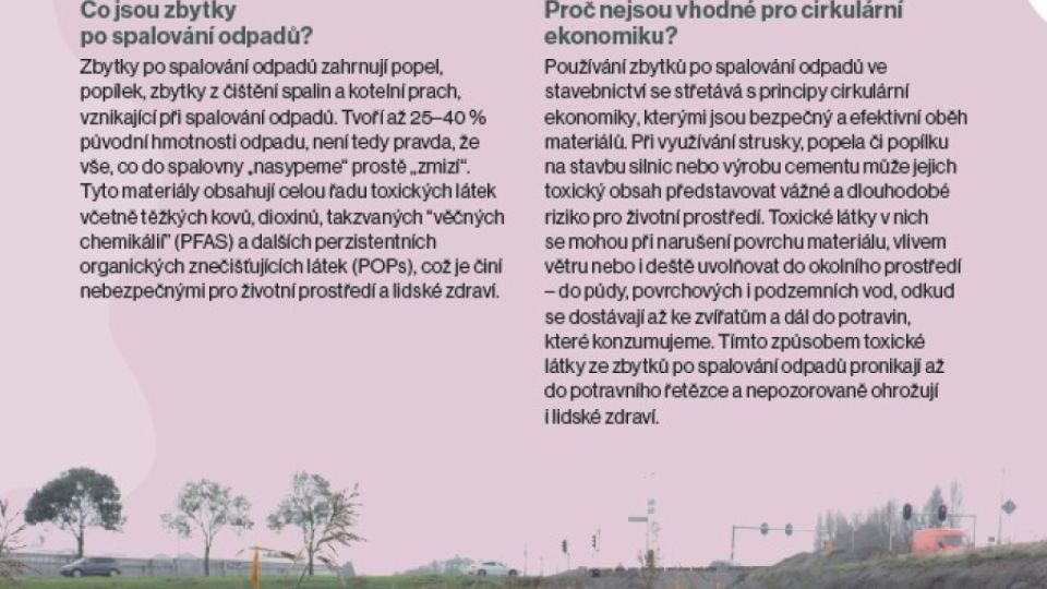 Factsheet Popel ze spaloven ve stavebnictví: Cirkulární ekonomika, nebo toxická zátěž?