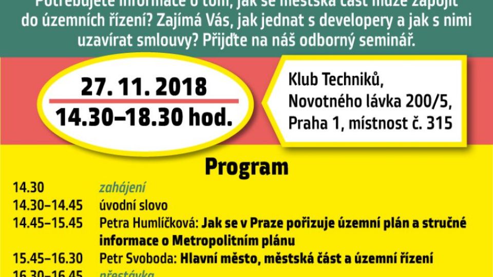Seminář: Zastupitelky a zastupitelé: Jak na územní rozvoj Prahy a městské části
