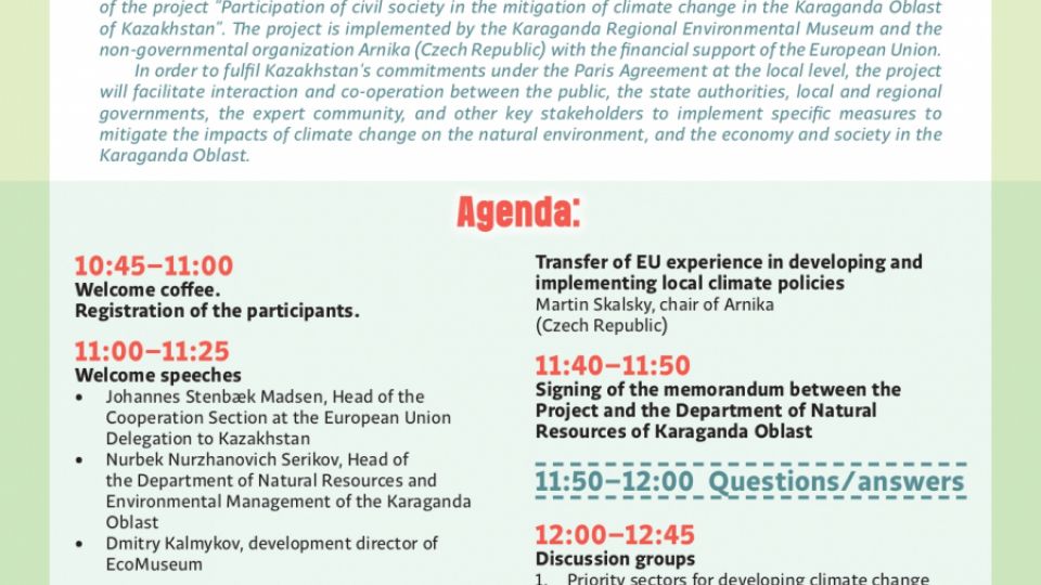 Collaboration and cooperation of the stakeholders in the planning and implementation of the climate changes mitigation measures in the Karaganda Oblast of Kazakhstan