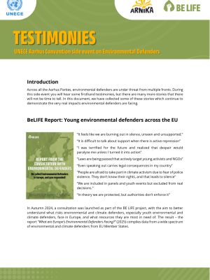 TESTIMONIES: UNECE Aarhus Convention side event on Environmental Defenders