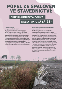 Factsheet Popel ze spaloven ve stavebnictví: Cirkulární ekonomika, nebo toxická zátěž?