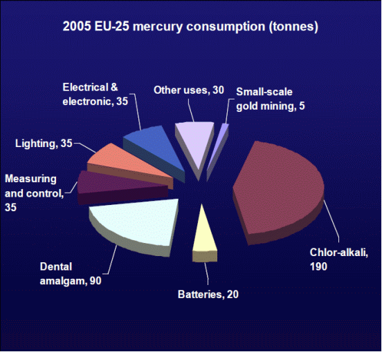 Spotřeba rtuti EU 2005